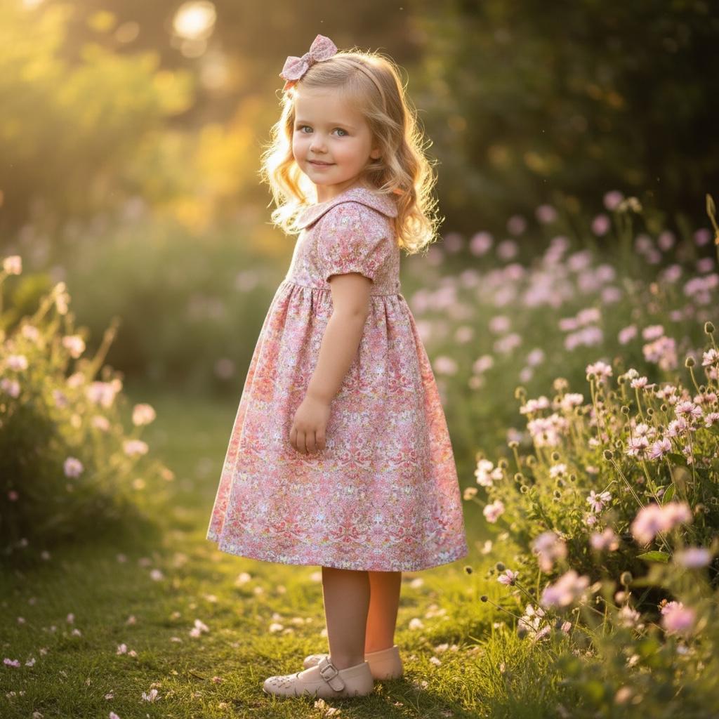Pink Liberty London Strawberry Thief Baby Girl Dress: Peter Pan Collar, Ditsy Floral Print