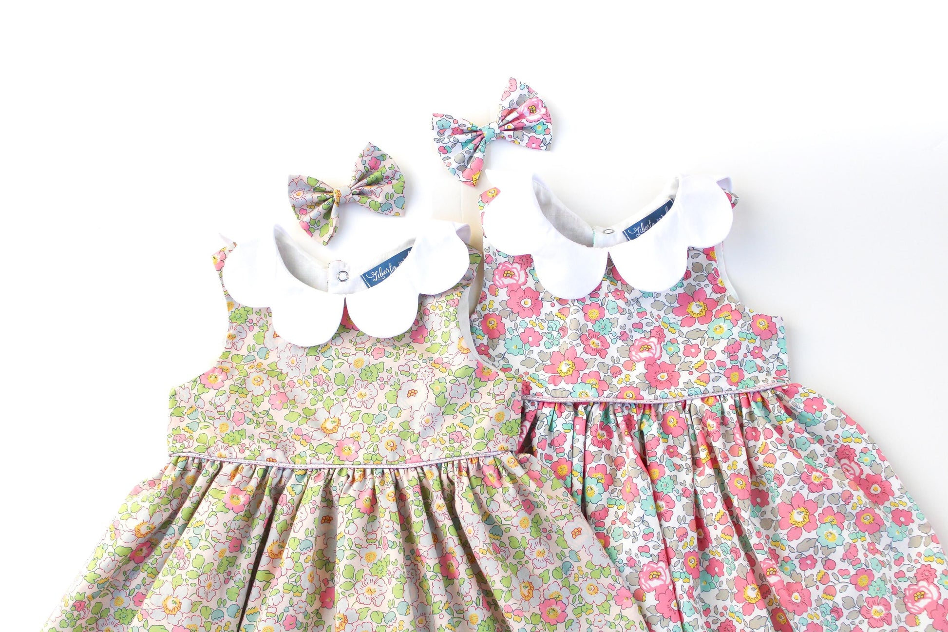 TWINS Sleeveless Liberty London Floral Print Girl Dress: English Cotton Tana Lawn, Flower Girl