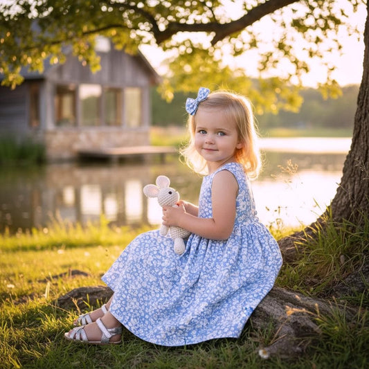 Sleeveless Liberty London Girl Dress: Ditsy Floral Print, Botanical Cotton Flower
