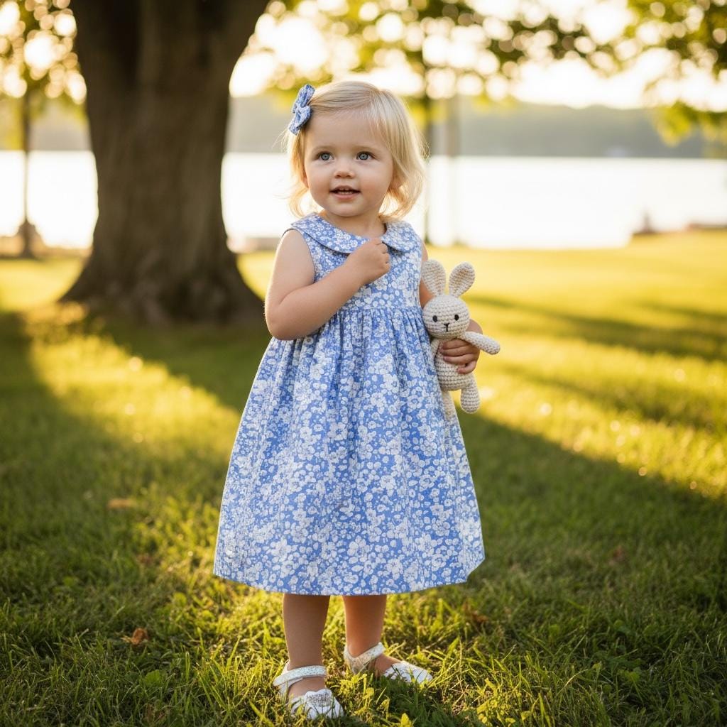 Liberty London Girl's Dress: Floral Print Cotton Sleeveless Dress