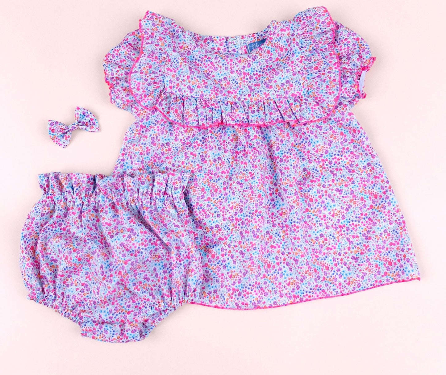 SET 2 Liberty London Girl Floral Blouse Set: Ruffle Summer Top Bloomer