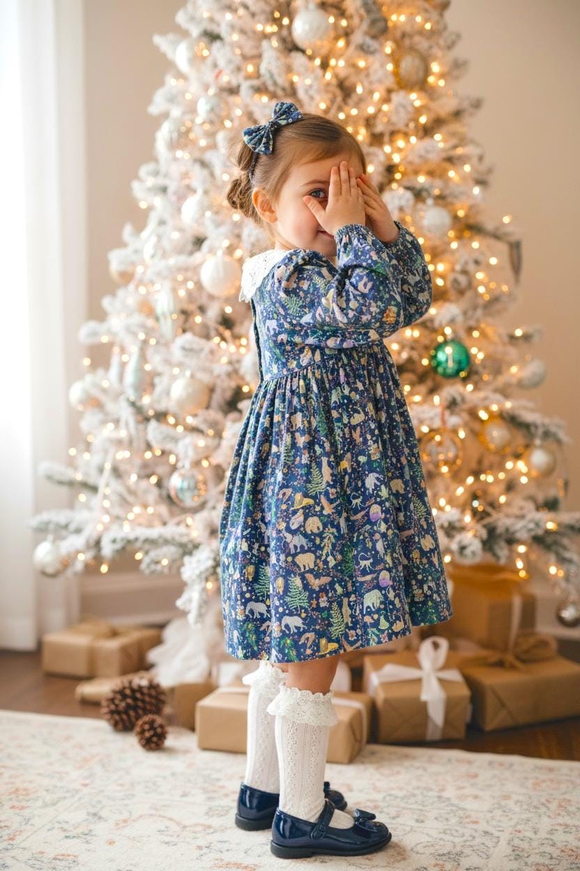 CHRISTMAS Liberty London Dress: Peter Pan Collar, Long Sleeves Girl Dress