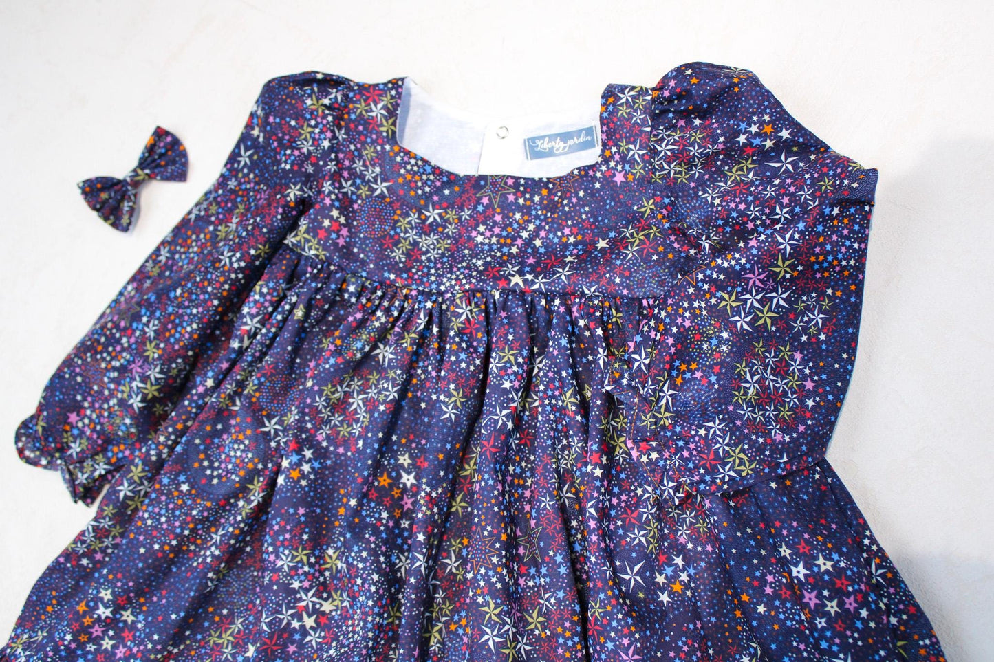 CHRISTMAS Liberty London Dress: Long Puffy Sleeve, Square Neck Tiered Dress