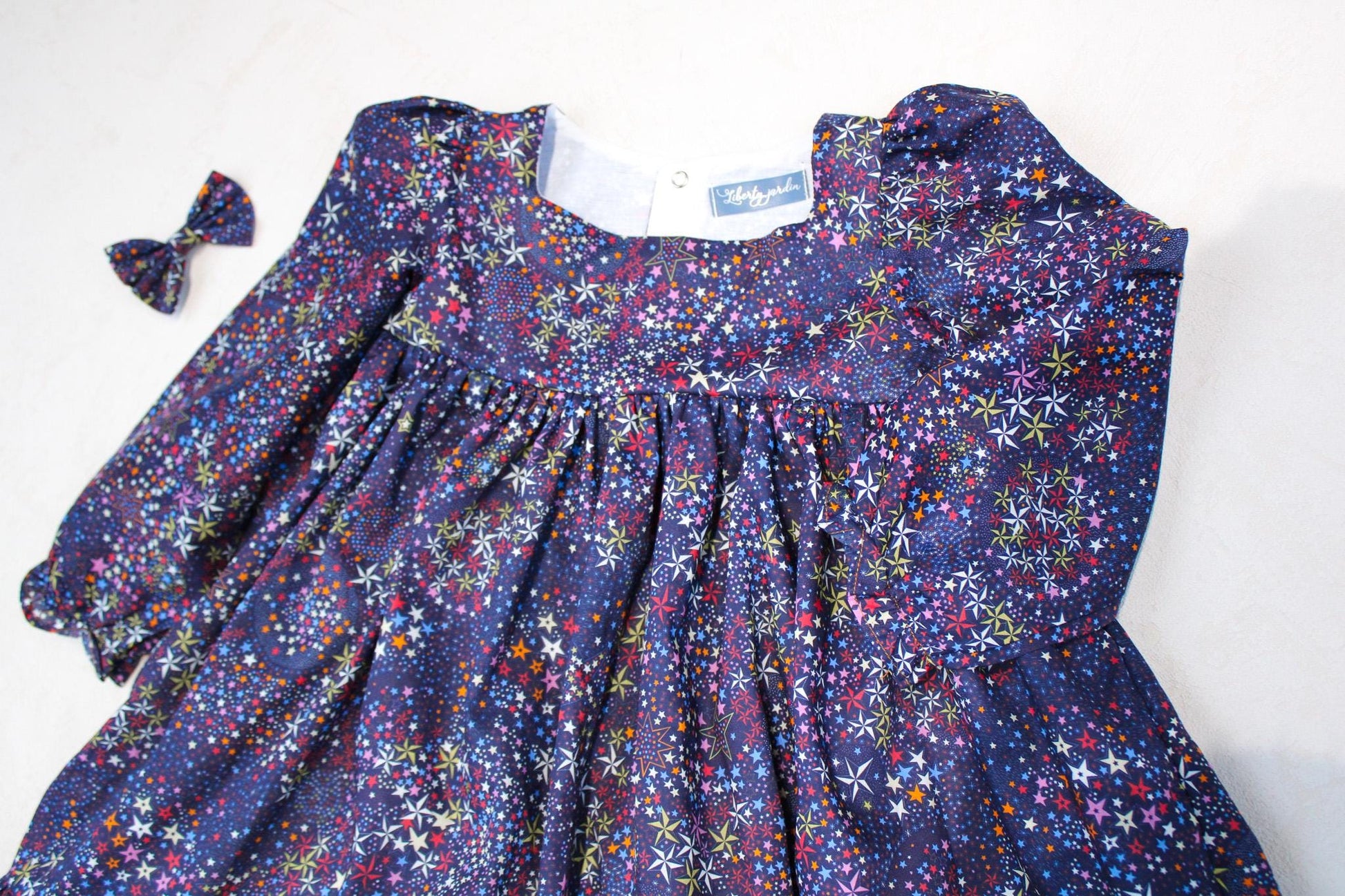 CHRISTMAS Liberty London Dress: Long Puffy Sleeve, Square Neck Tiered Dress