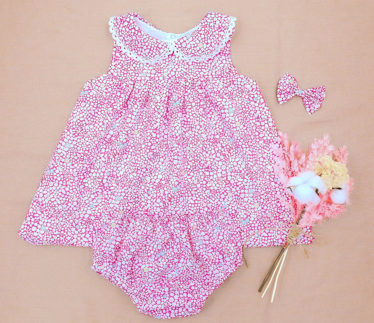 Liberty Floral Girl Blouse Bloomer Set: Cotton Tana Lawn, Peter Pan Collar