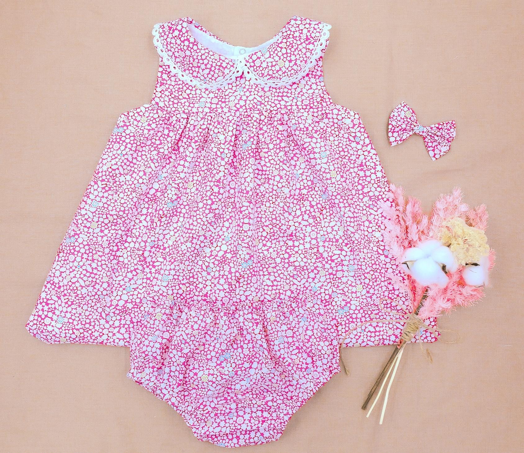 Liberty Floral Girl Blouse Bloomer Set: Cotton Tana Lawn, Peter Pan Collar