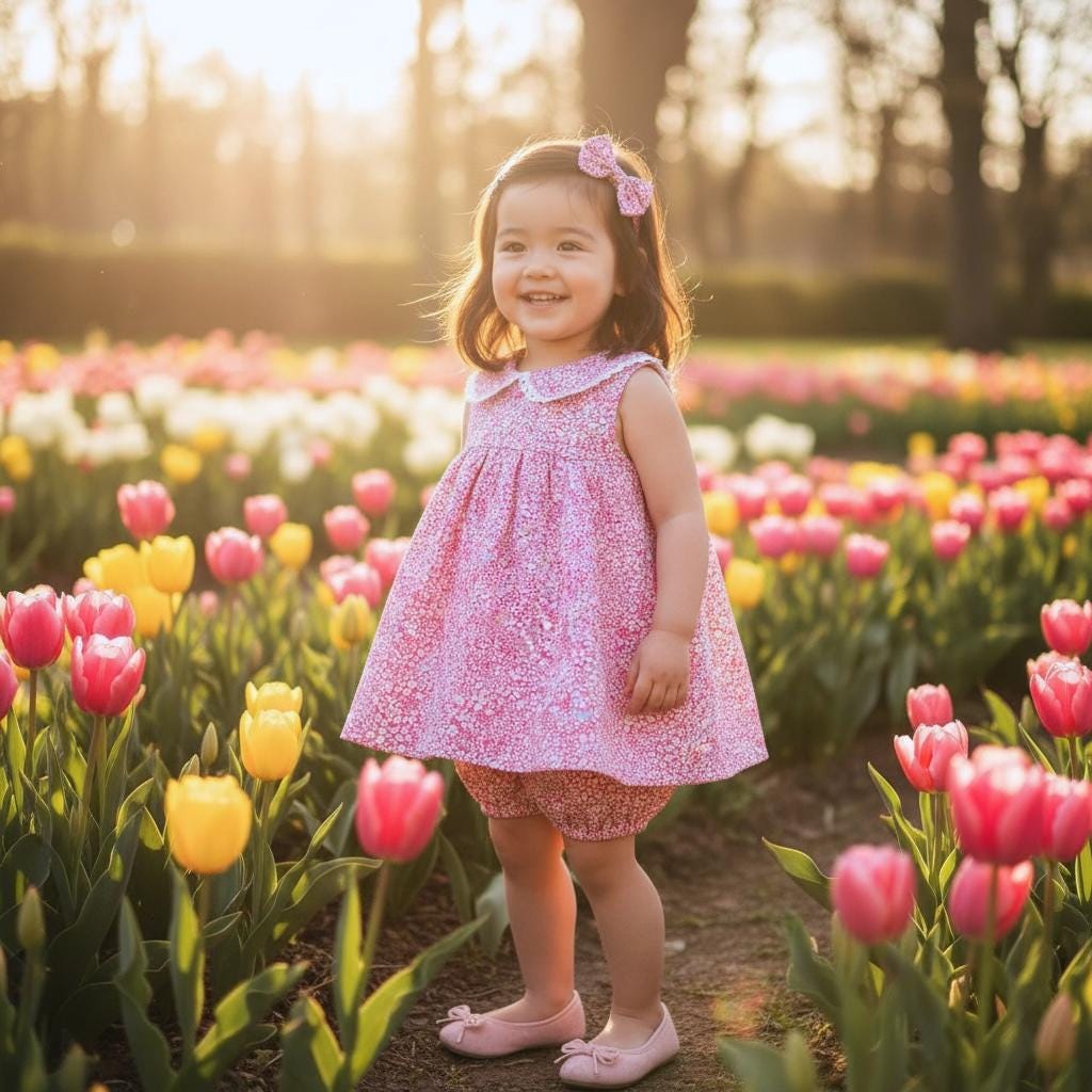 Liberty Floral Girl Blouse Bloomer Set: Cotton Tana Lawn, Peter Pan Collar