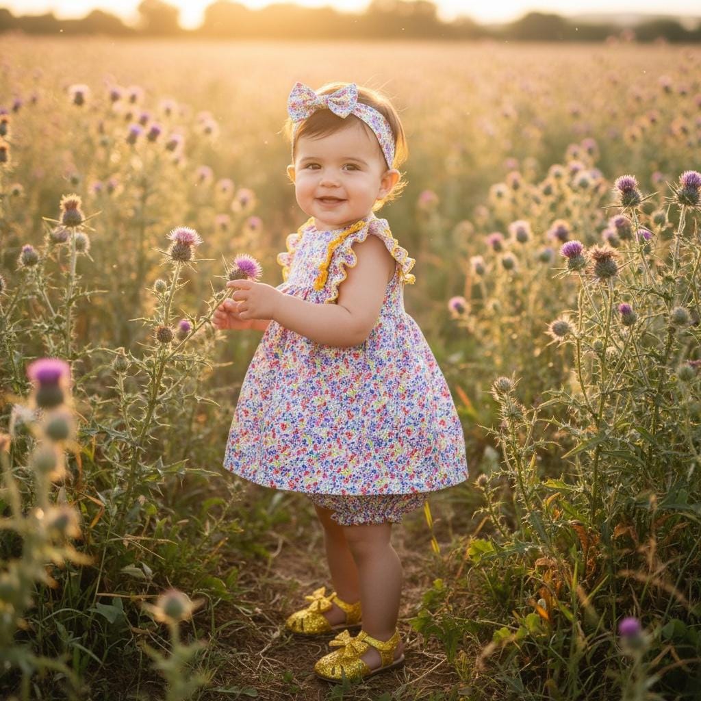 SET 2 Liberty London Girl Floral Blouse Set: Ruffle Summer Top Bloomer