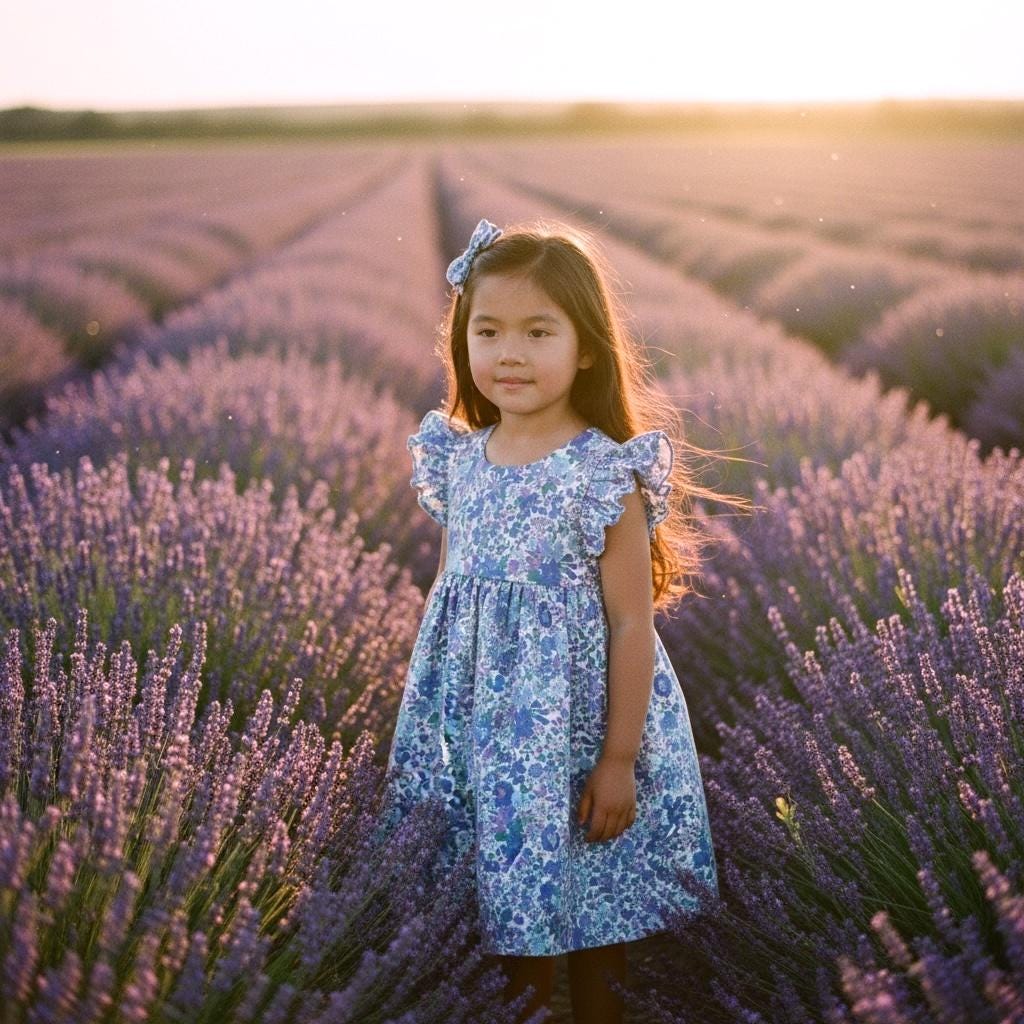 Liberty London Sleeveless Flower Girl Sun Dress: Ruffle Flutter Shoulder, Ditsy Floral Print
