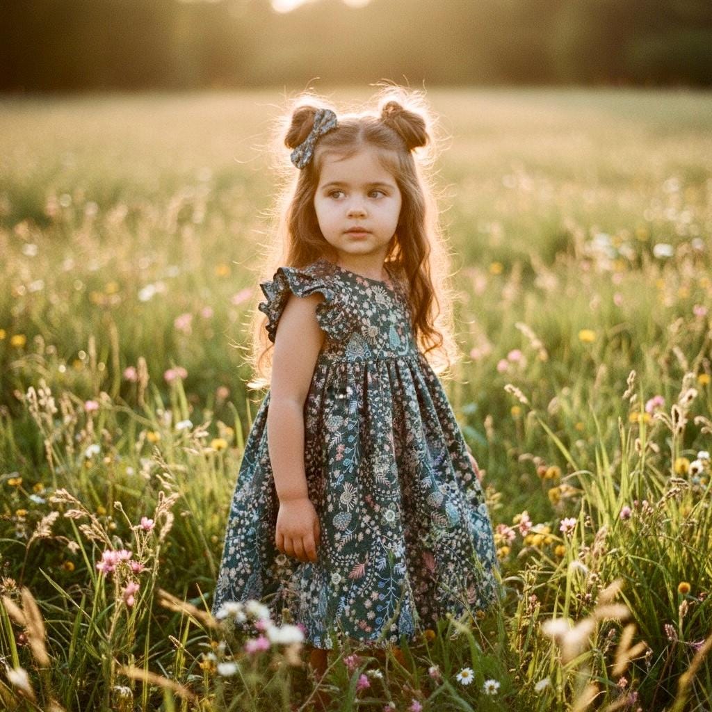 Liberty London Sleeveless Flower Girl Sun Dress: Ruffle Flutter Shoulder, Ditsy Floral Print