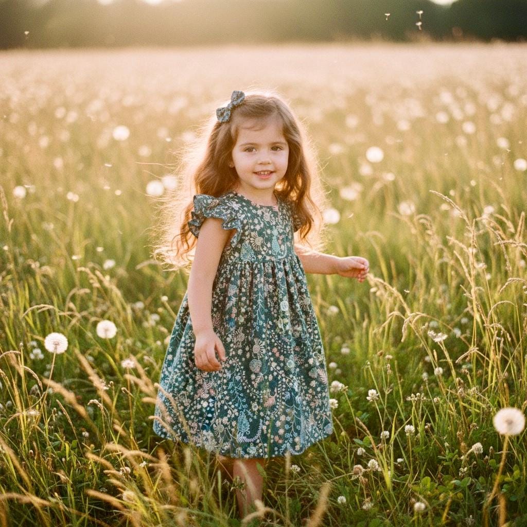 Liberty London Sleeveless Flower Girl Sun Dress: Ruffle Flutter Shoulder, Ditsy Floral Print