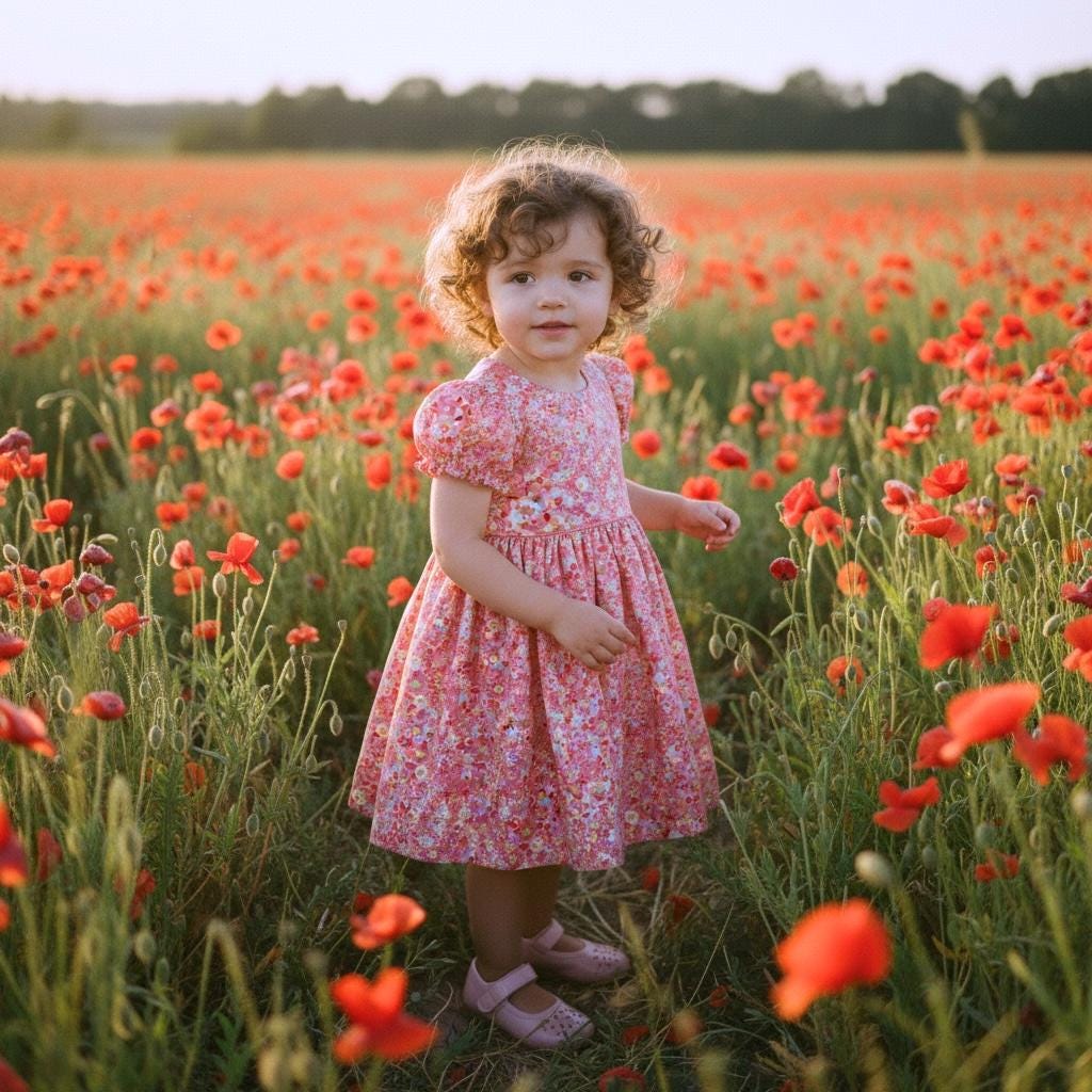 Balloon Sleeves Liberty London Flower Girl Dress: Ditsy Floral Print, Botanical Cotton Flower