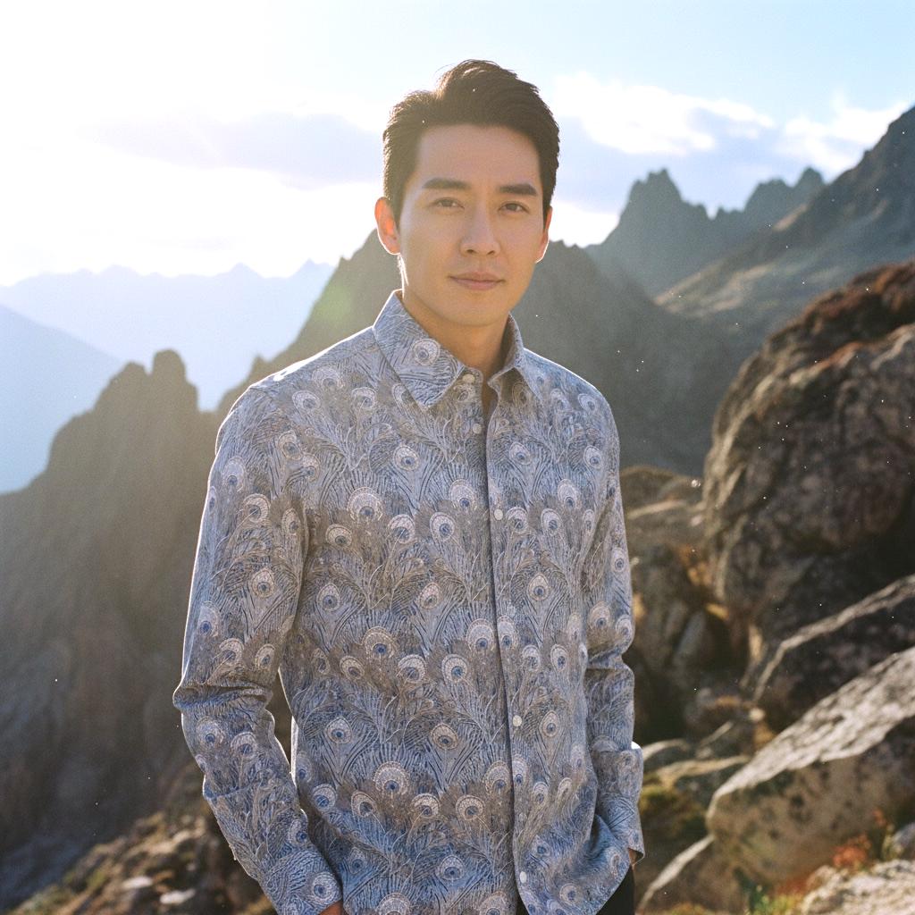 Liberty London Men Long Sleeve Button Up Shirt: Botanical Floral Print Cotton Fabric