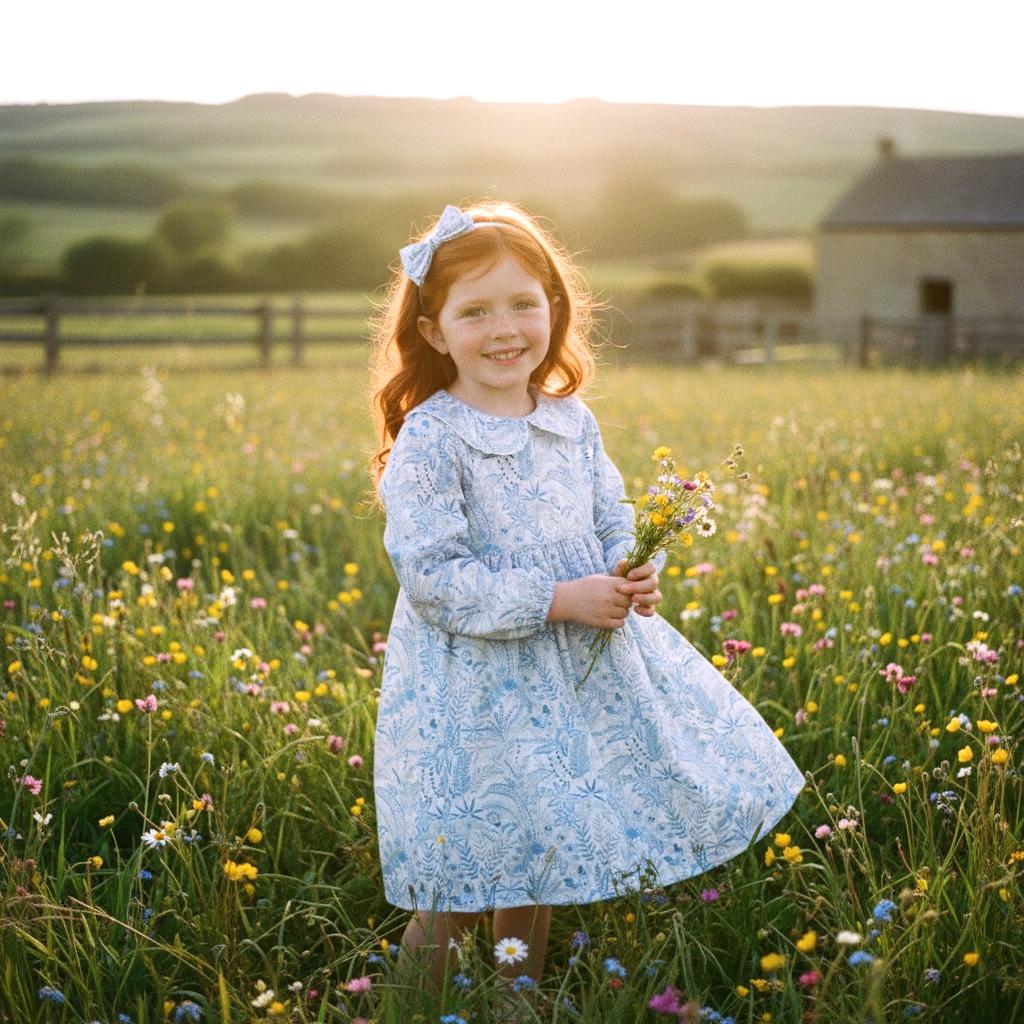 Long Sleeve Liberty London Girl Dress: Peter Pan Collar, Vintage Ditsy Floral Print