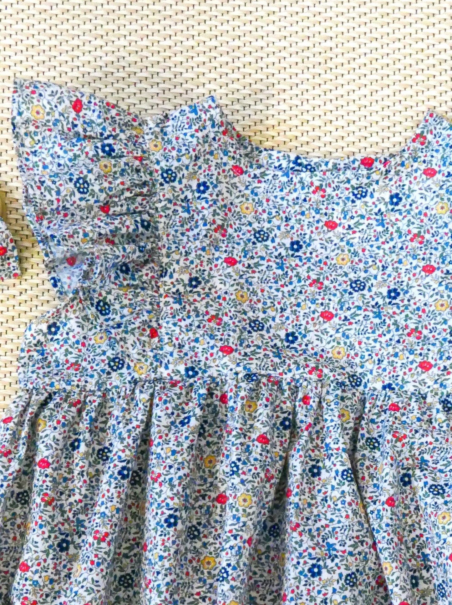 Ruffle Liberty London Baby Bubble Romper, Lightweight Cotton Tana Lawn Fabric Onesie, Ditsy Playsuit
