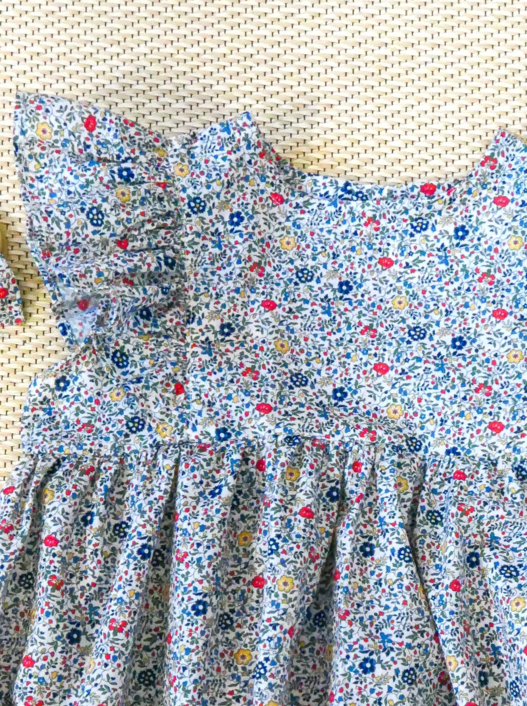 Ruffle Liberty London Baby Bubble Romper, Lightweight Cotton Tana Lawn Fabric Onesie, Ditsy Playsuit
