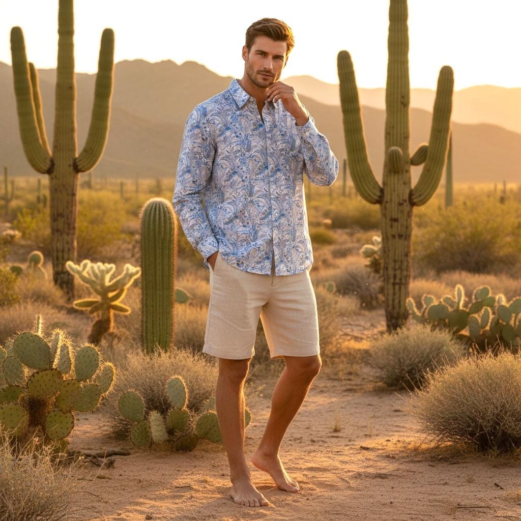 Liberty London Men Long Sleeve Button Up Shirt: Botanical Floral Print