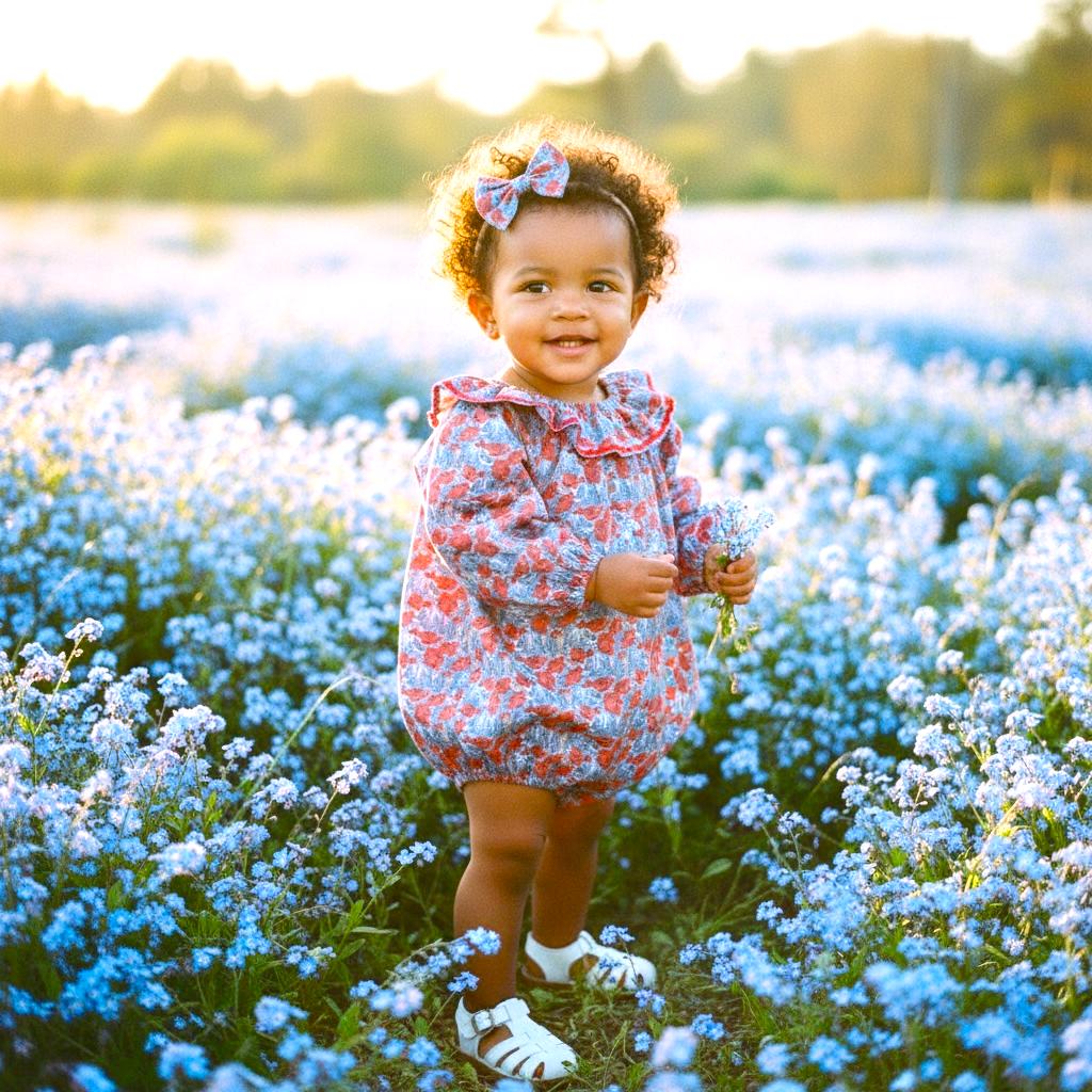 Long Sleeve Liberty London Bubble Romper: Ruffle Collar, Floral Cotton Baby Onesie