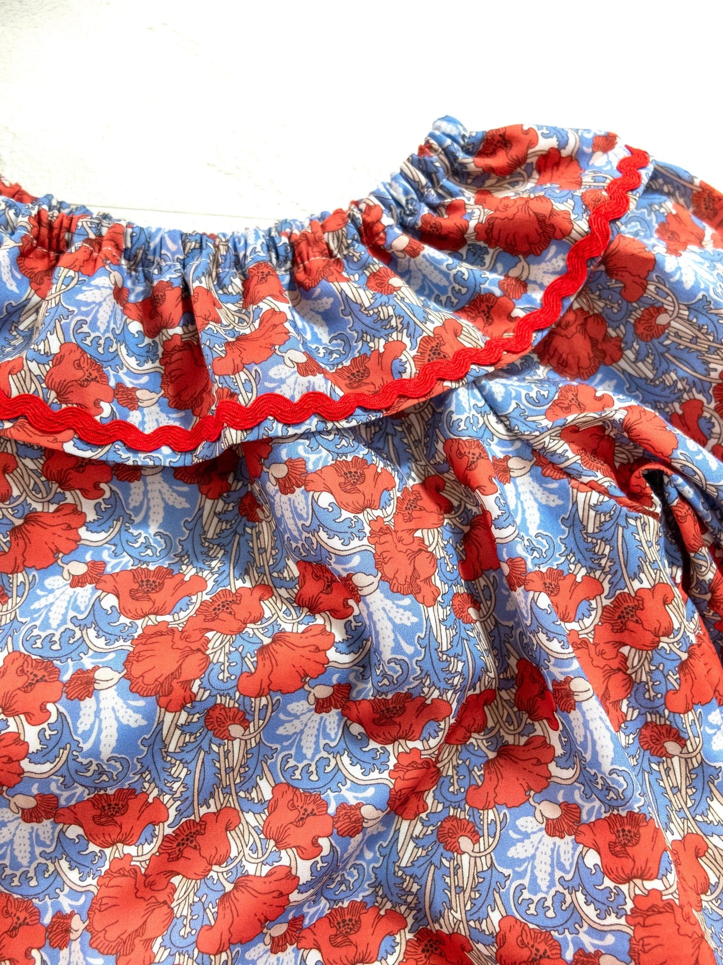 Long Sleeve Liberty London Bubble Romper: Ruffle Collar, Floral Cotton Baby Onesie