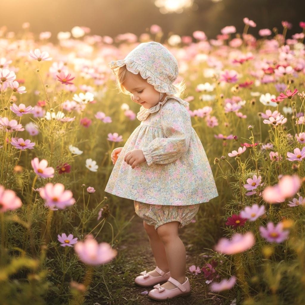 Liberty Floral Baby Outfit Set: Cotton Tana Lawn Blouse, Bloomer