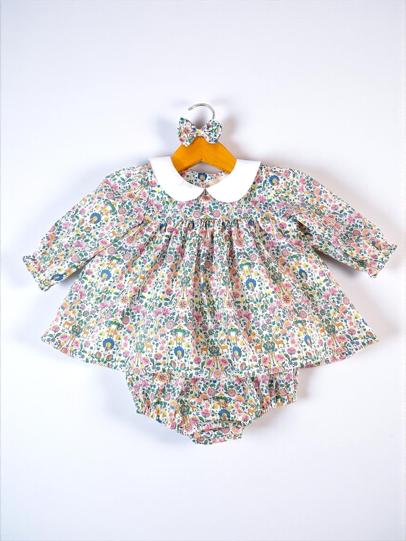 Liberty Floral Girl Blouse Bloomer Set: Cotton Tana Lawn, Peter Pan Collar
