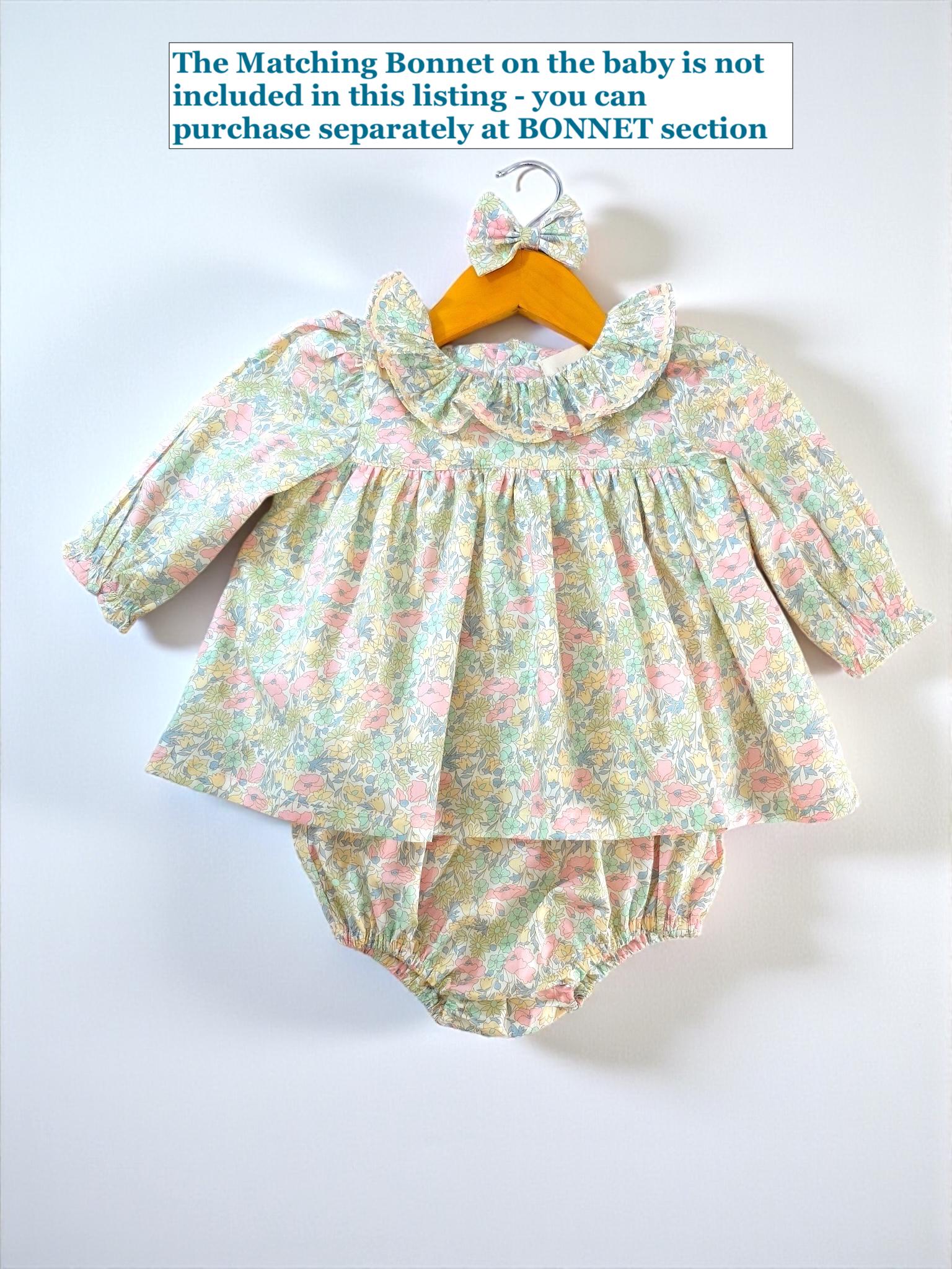 Liberty Floral Baby Outfit Set: Cotton Tana Lawn Blouse, Bloomer