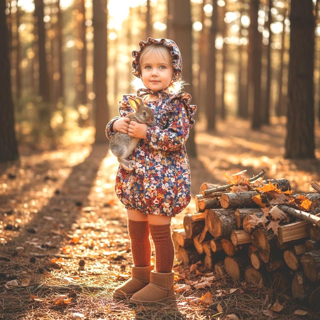 Liberty Print Baby Romper: Long Sleeves, Bubble Floral Cotton