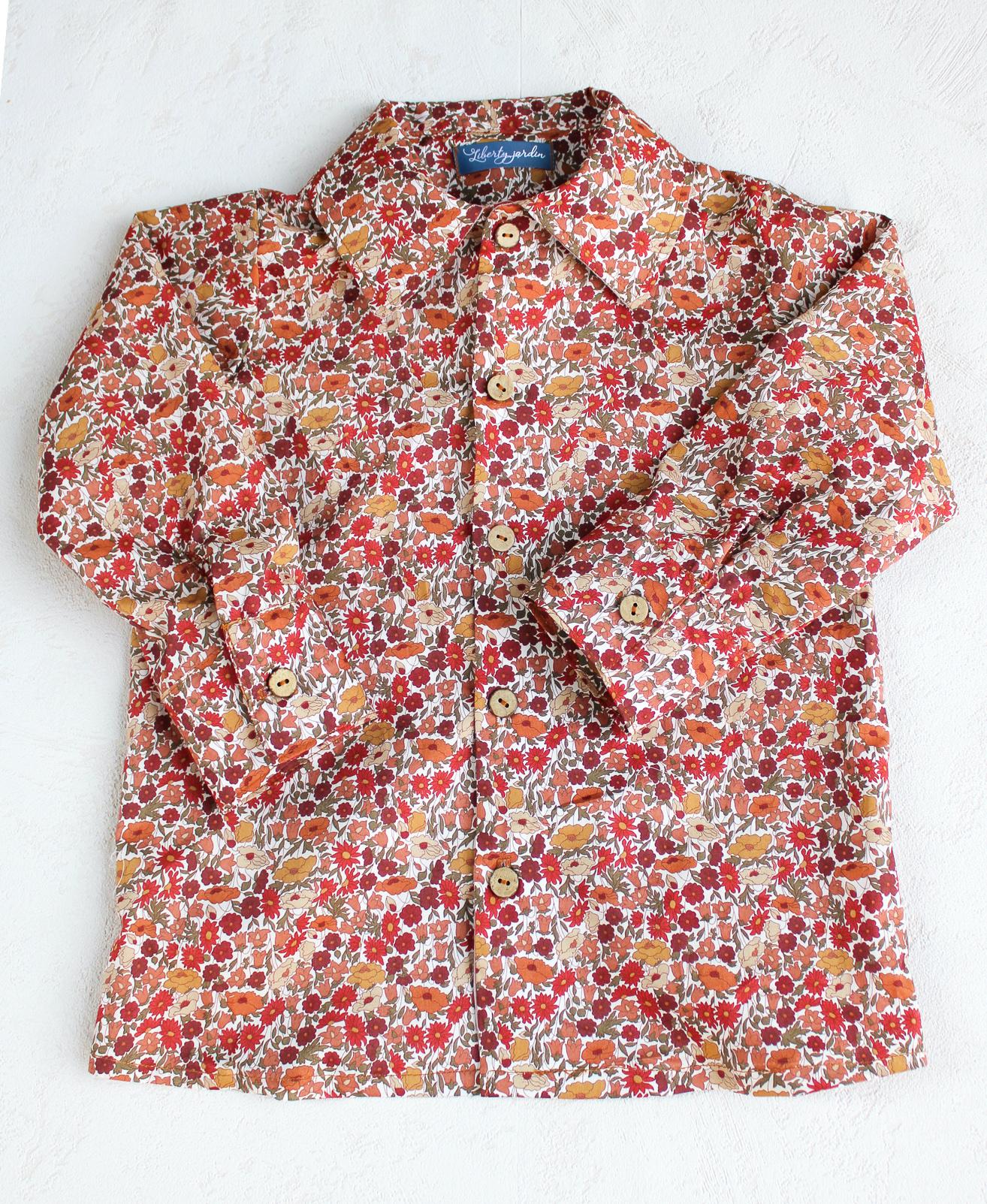 Liberty Print Boy Shirt: Long Sleeve Cotton Button-Up