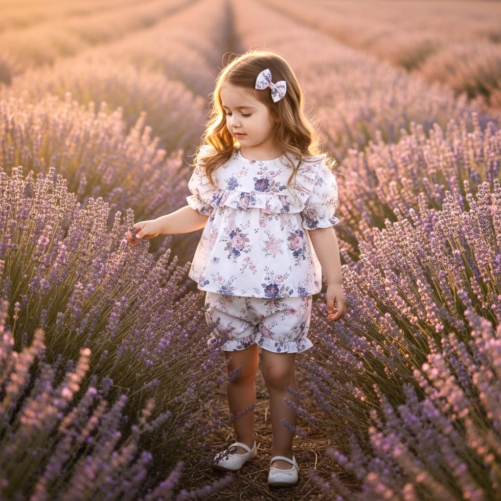 SET 2 Liberty London Girl Floral Blouse Set: Ruffle Summer Top Bloomer