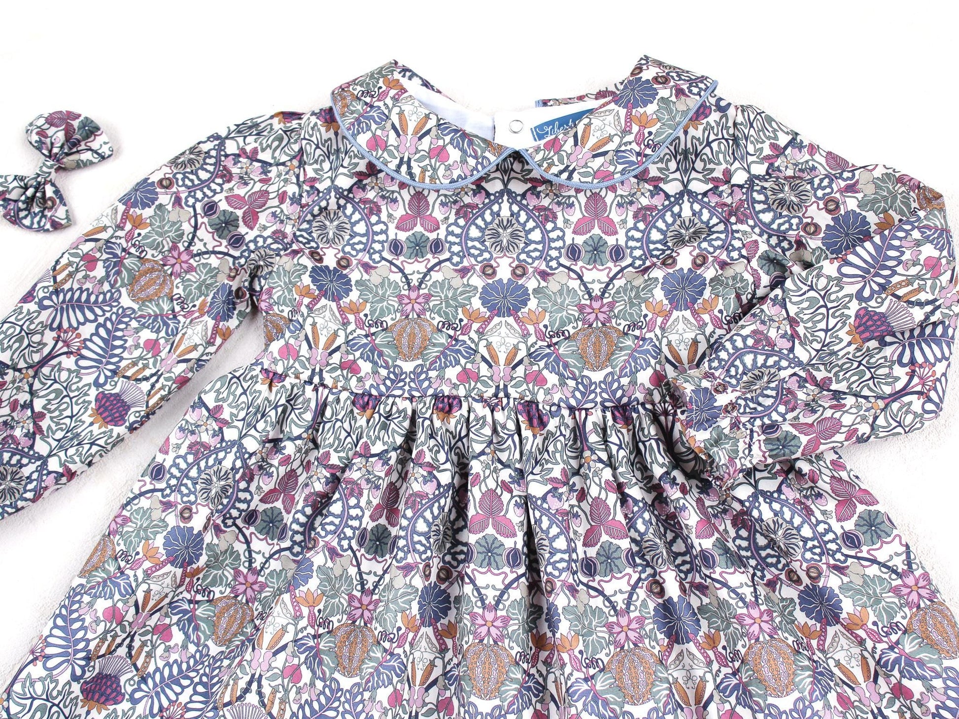 Liberty Floral Print Dress: Peter Pan Collar, Long Puffy Sleeve