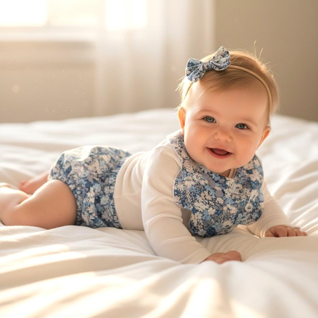 SET Liberty London Baby Bib & Bloomer: Ditsy Floral Print, Baby Nappy Cover