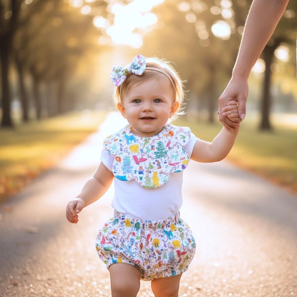 SET Liberty London Baby Bib & Bloomer: Ditsy Floral Print, Baby Nappy Cover