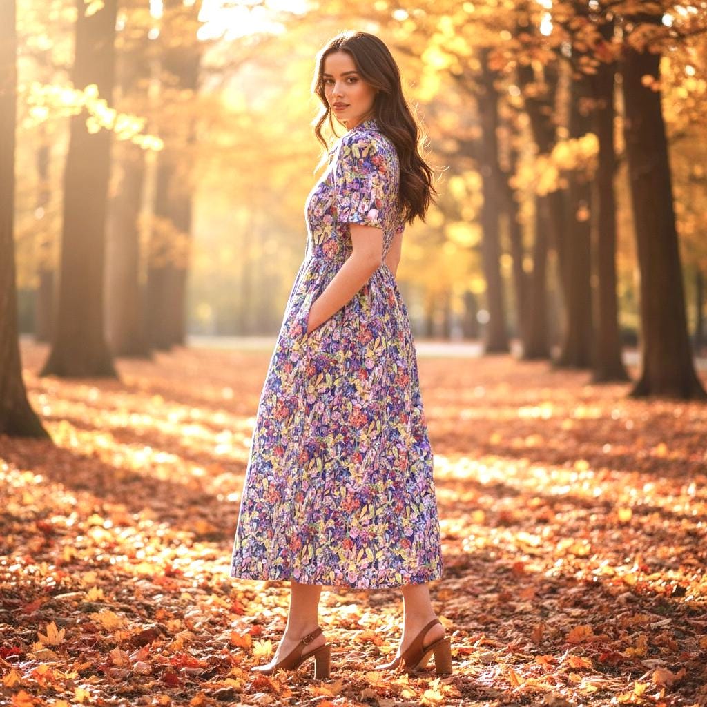 Maxi Liberty Shirt Dress Peter Pan Collar Short Sleeve: Floral Print