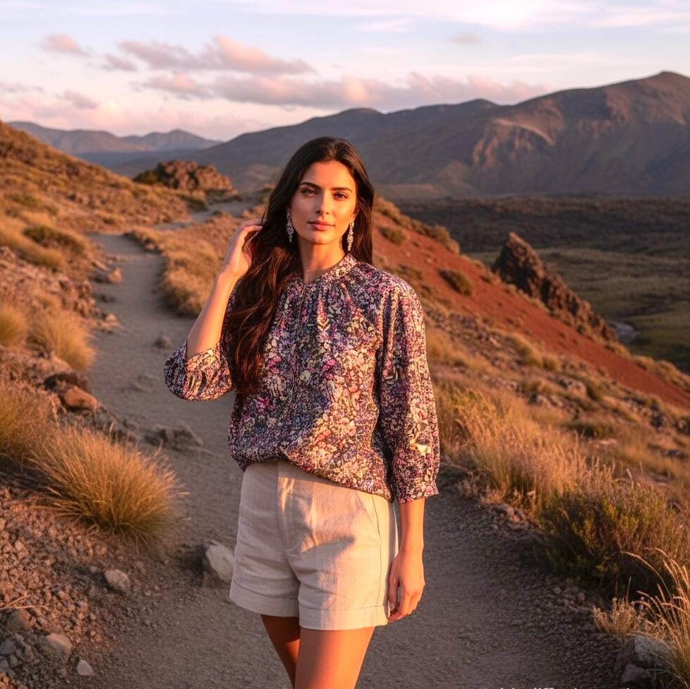 Liberty London Floral Blouse, Mandarin Collar Tana Lawn Cotton Top