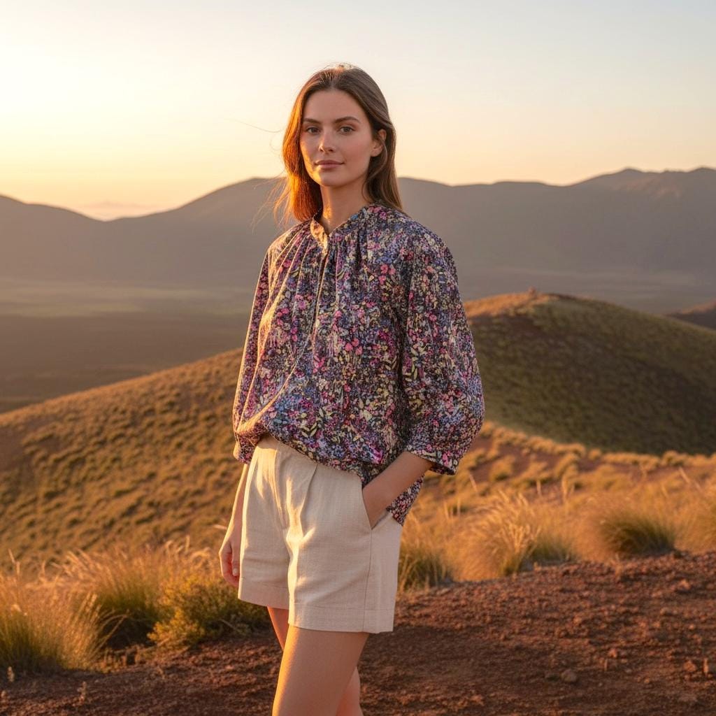 Liberty London Floral Blouse, Mandarin Collar Tana Lawn Cotton Top