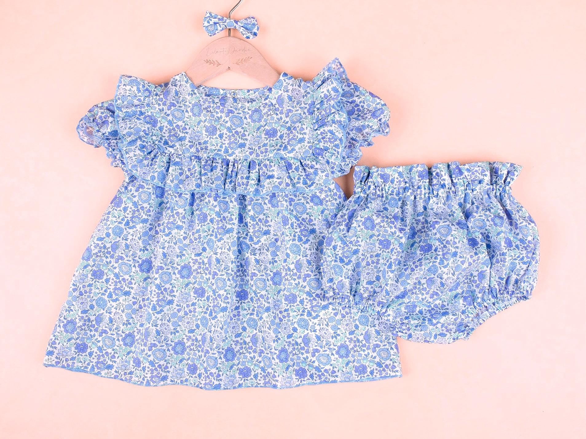 SET 2 Liberty London Girl Floral Blouse Set: Ruffle Summer Top Bloomer