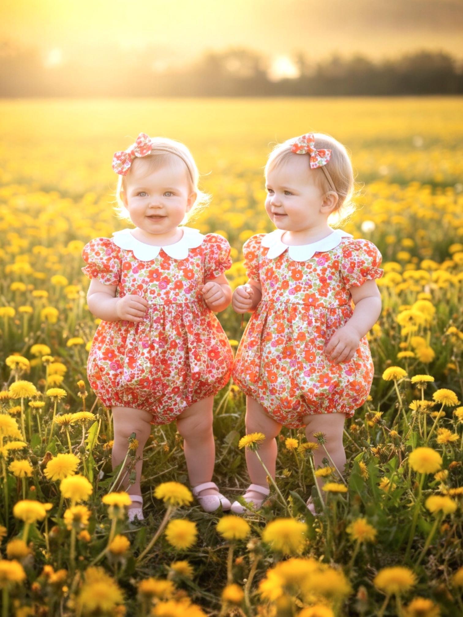 Liberty Print Floral Baby Bubble: Short Sleeves Romper, Ditsy Flower Cotton Onesie