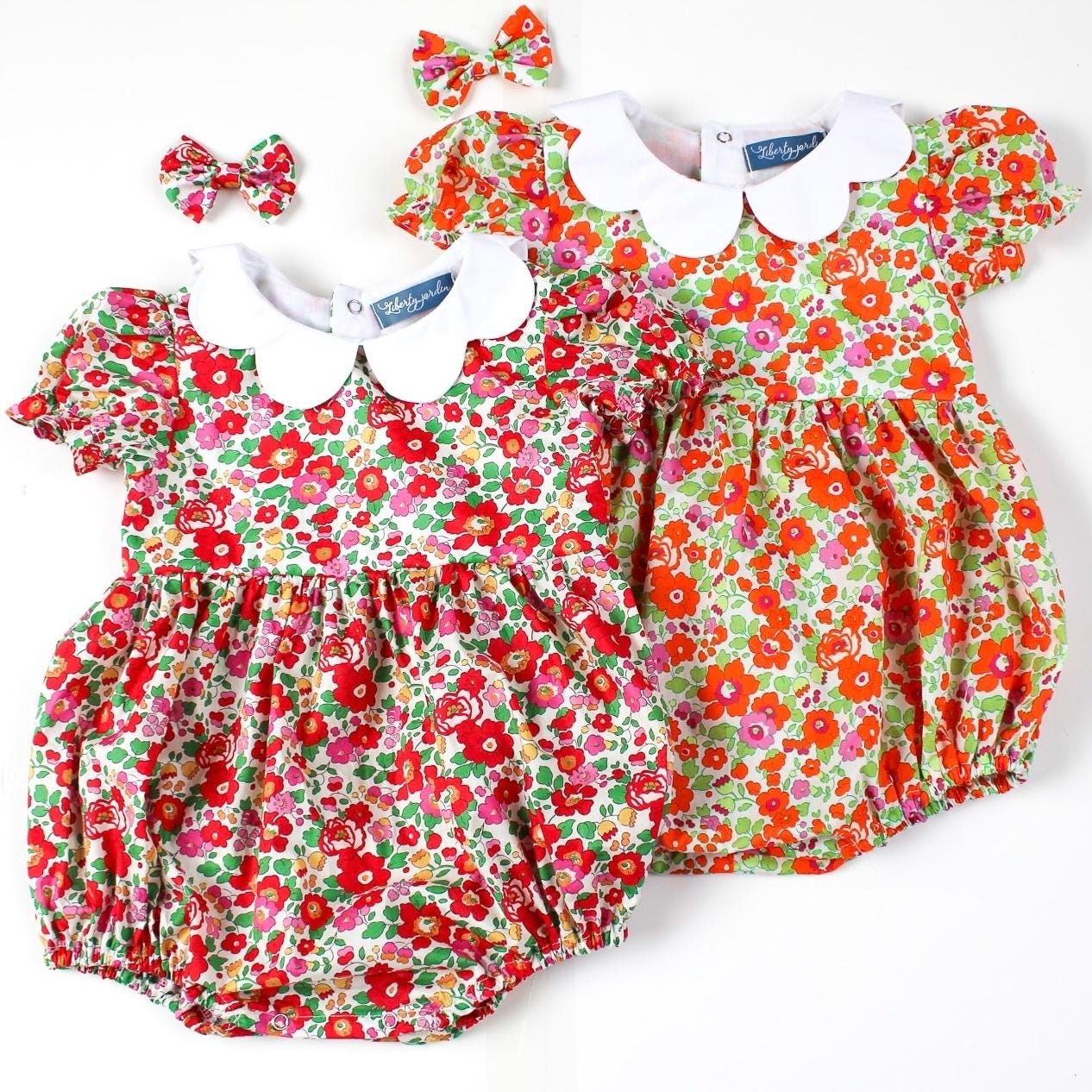 TWINS Baby Liberty London Bubble Romper: Floral Summer Onesie