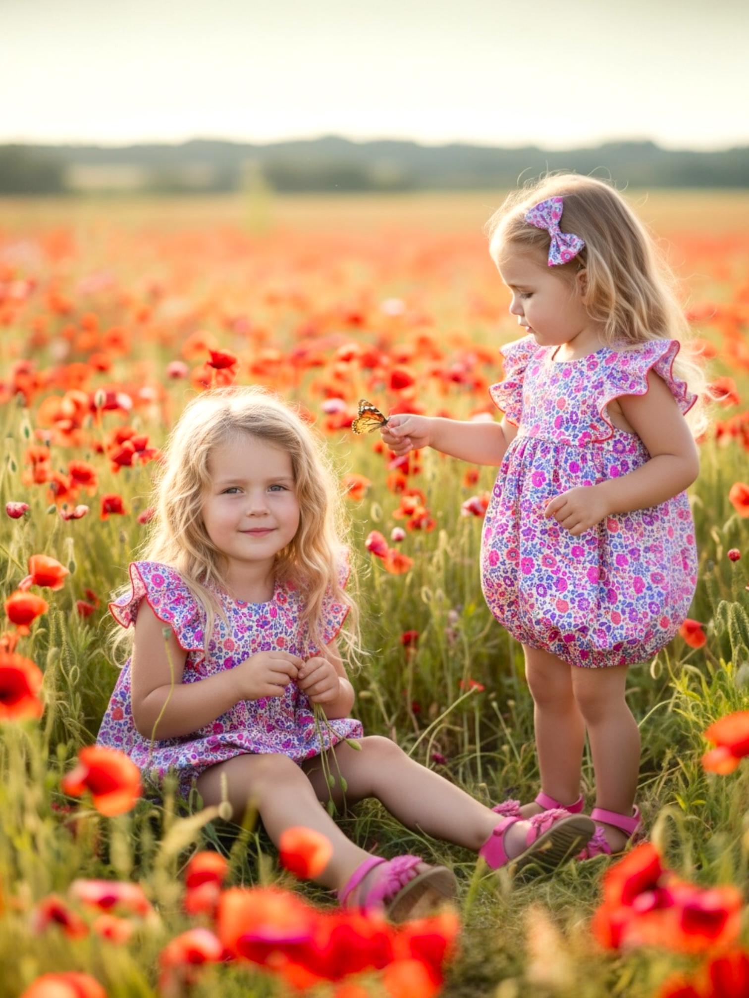 TWINS Baby Liberty Print Bubble Romper: Floral Summer Onesie