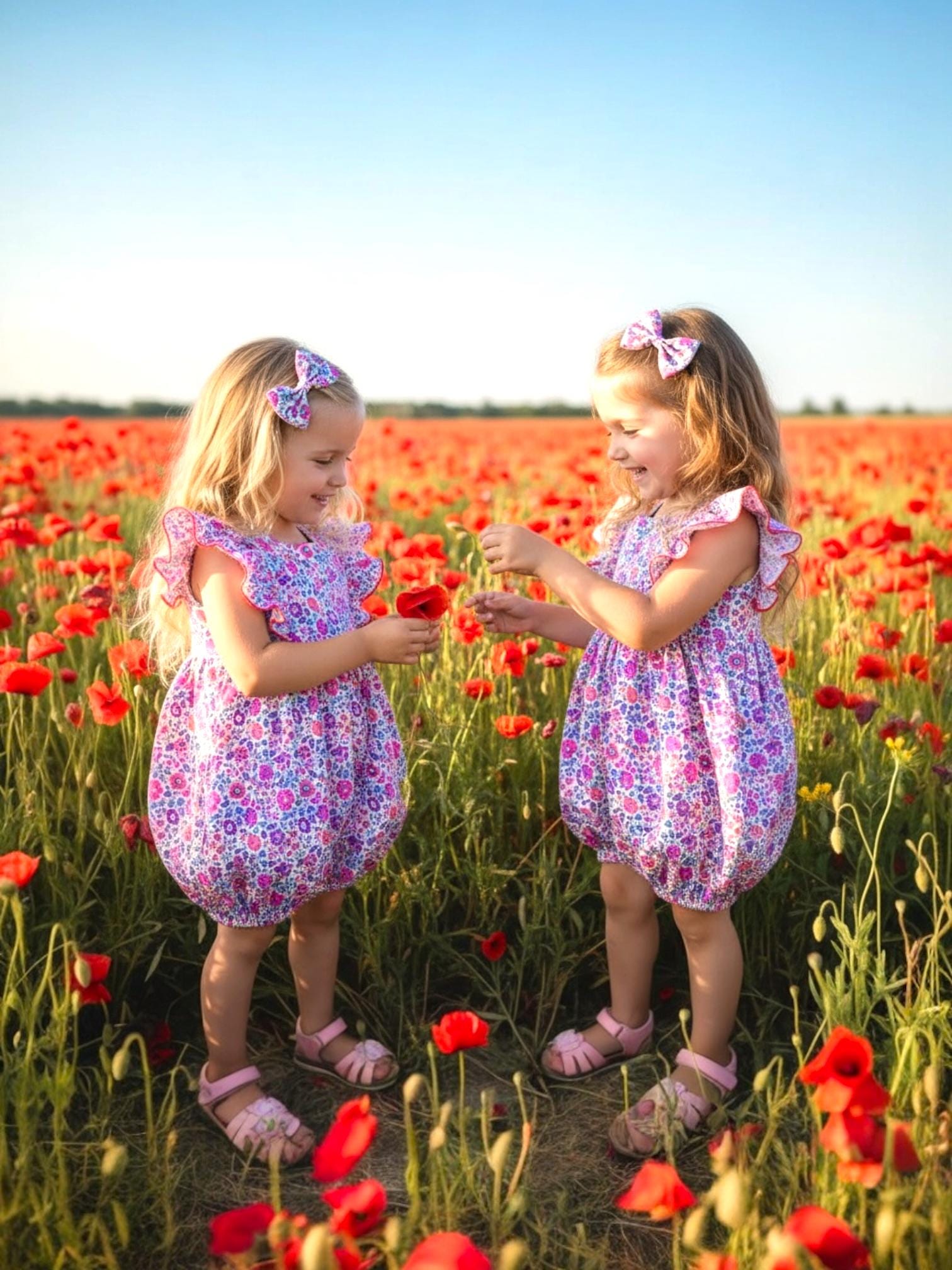 TWINS Baby Liberty Print Bubble Romper: Floral Summer Onesie