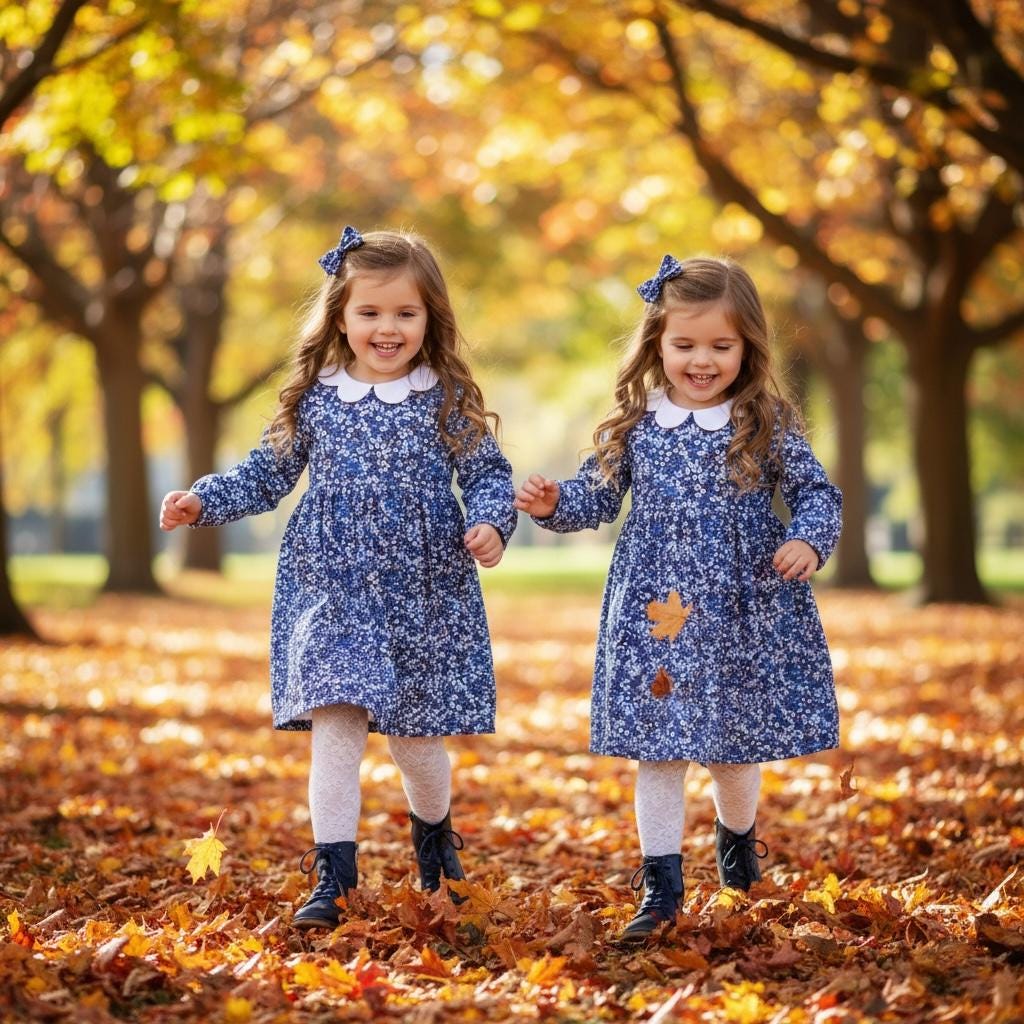 TWINS Girls Liberty London Dress: Long Sleeves, Botanical Floral Print