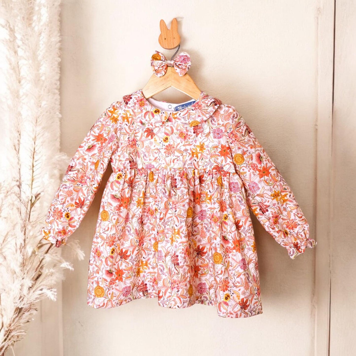 Long Sleeve Liberty Print Girl Blouse: Peter Pan Collar, Ditsy Floral Print Cotton