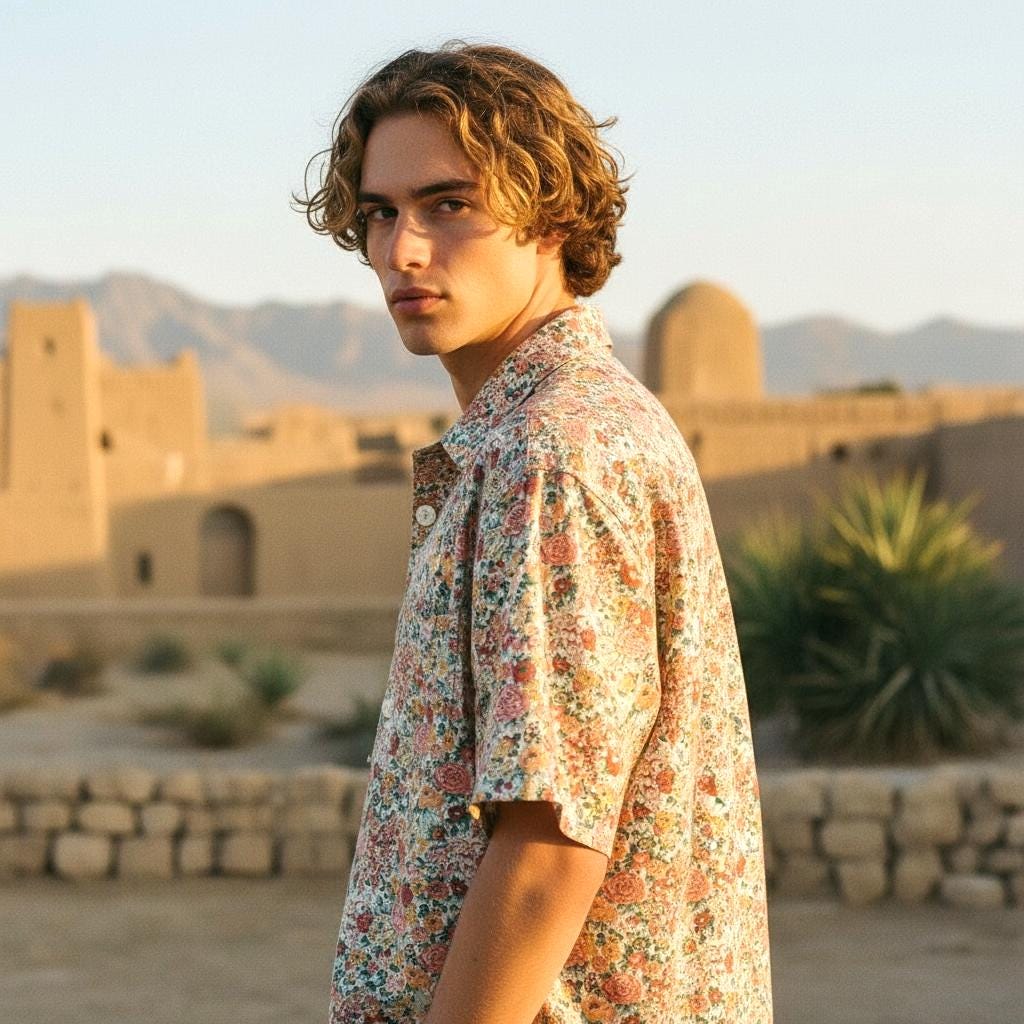 Liberty London Floral Print Men Shirt: Short Sleeve Button Up, Botanical