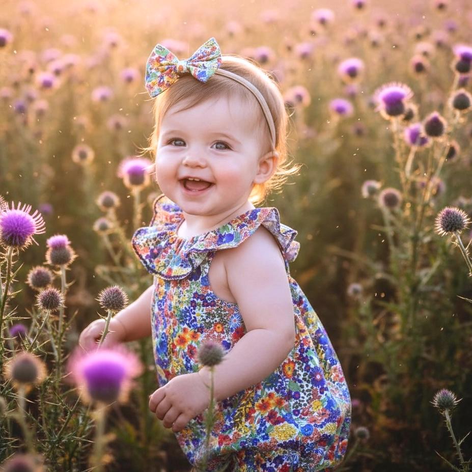 Liberty Floral Print Fabric Sleeveless Overalls: Ruffle Collar, Sleeveless Dungarees