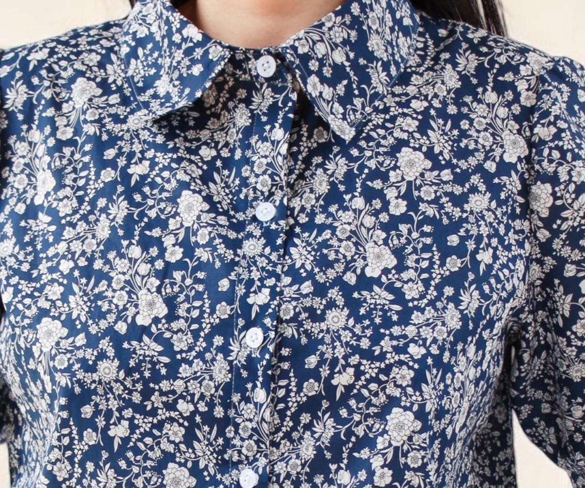 Long Sleeve Liberty London Midi Shirt Dress: Botanical Ditsy Floral Print