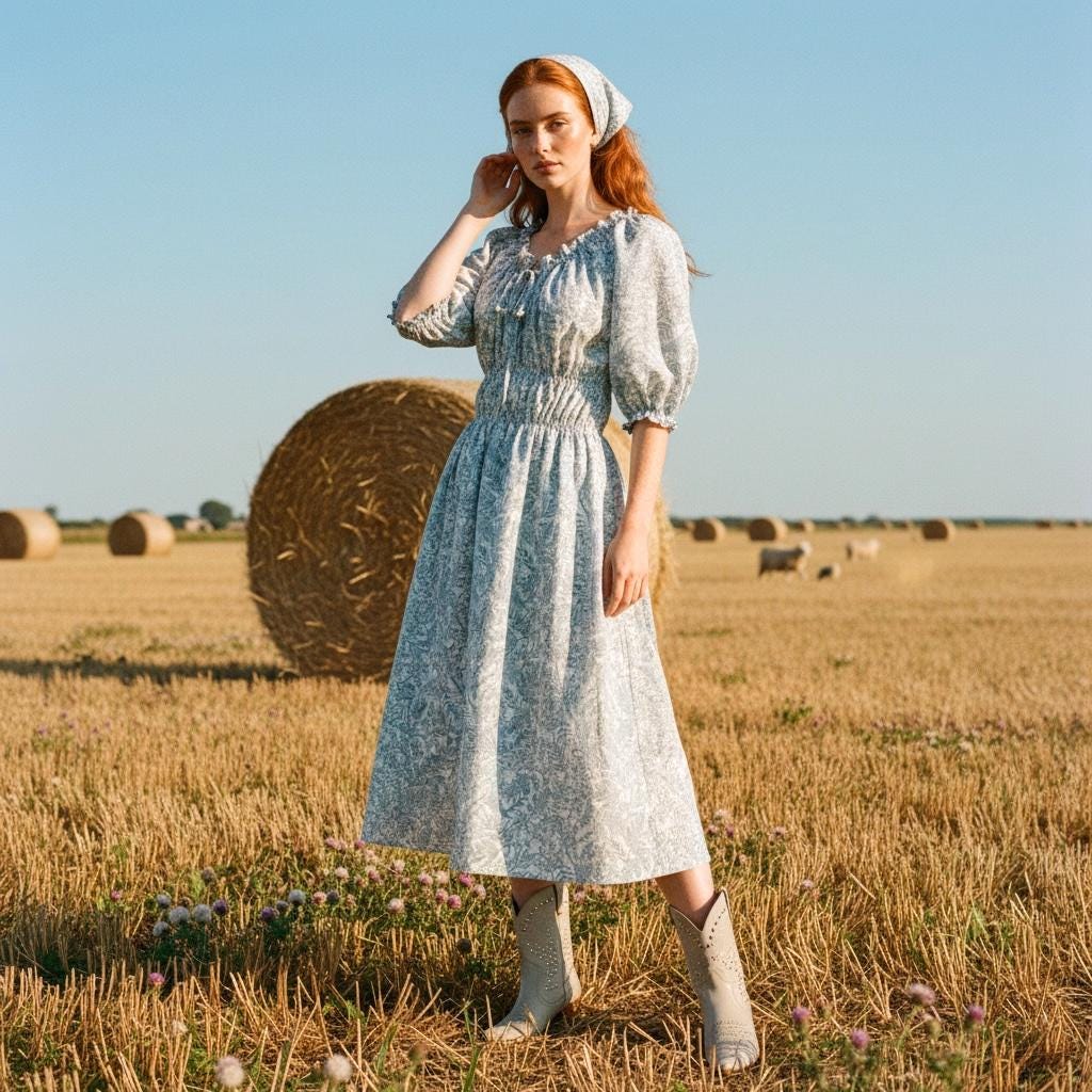 Liberty London Floral Dress, Tana Lawn Cotton Milkmaid Midi Dress