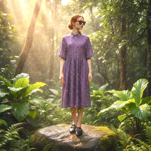 Liberty Print Gallery Midi Shirt Dress: Kimono Half Sleeves, Ditsy Floral Dress, Button Through