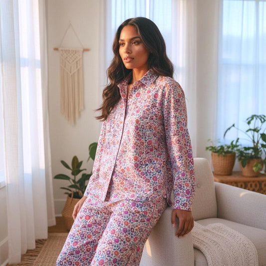 Liberty London Pajama Set, Ditsy Floral Cotton Tana Lawn Loungewear