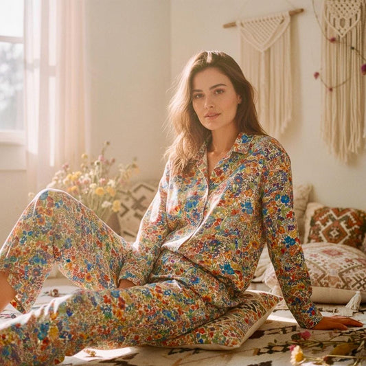 Liberty London Floral Cotton Pajama Set, Tana Lawn Blouse & Wide Leg Pants