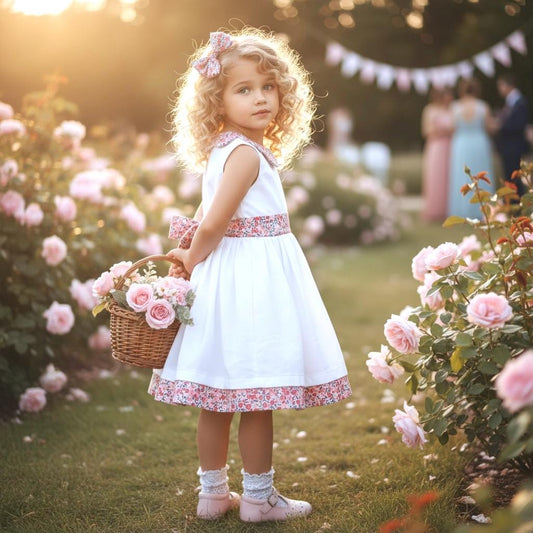 Flower Girl Liberty Dress: White Baptism Dress, Wedding Special Occasion
